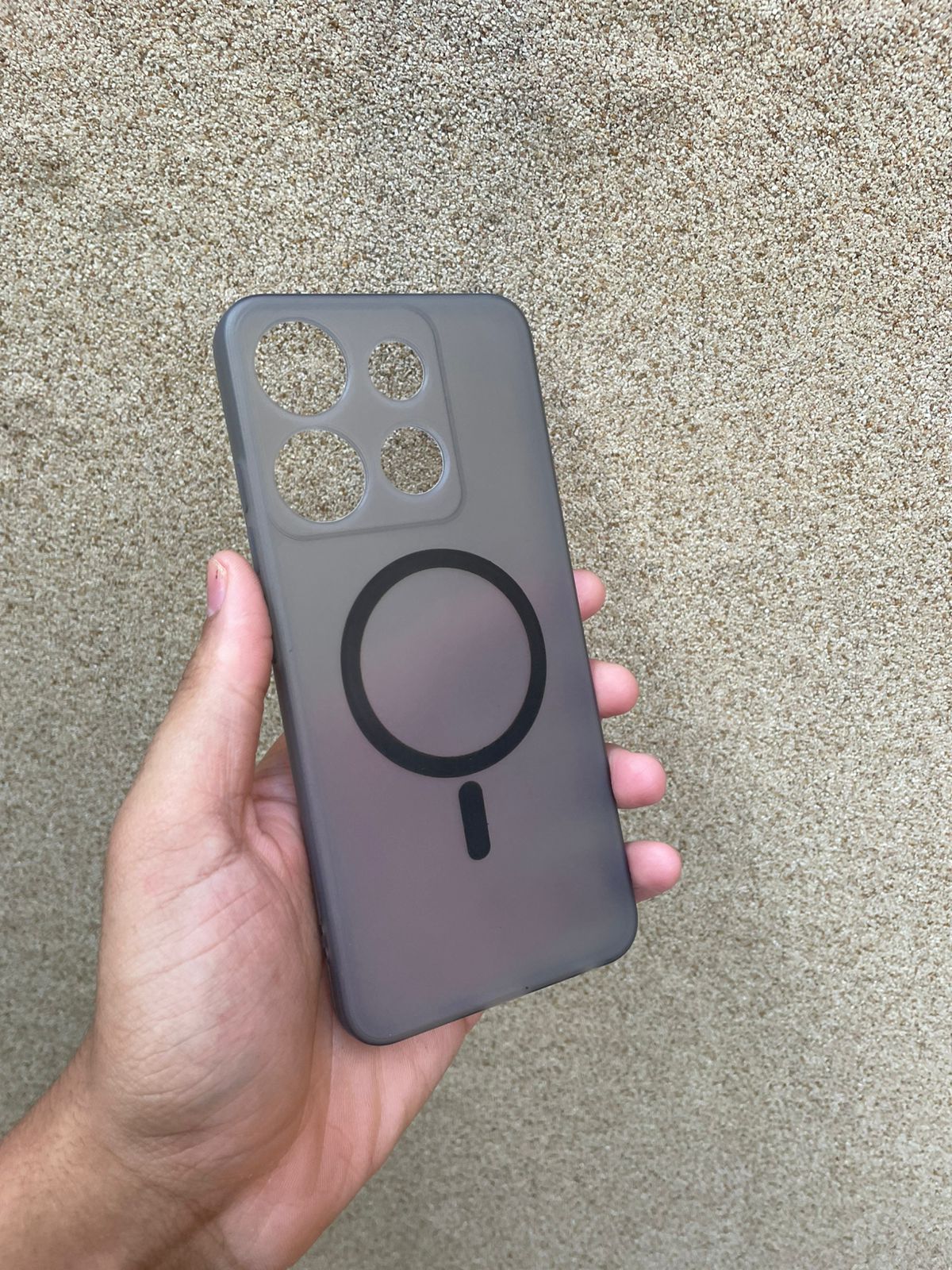 Soft Silicone Matte Grey MagSafe Case for Infinix Smart 7 / Hot 30i – Slim Shockproof Back Cover | Magnetic Ring Protective Case