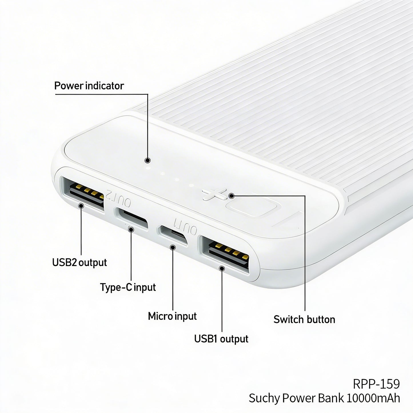 J-Cell J-103 Power Bank 10000mAh – Dual USB Output with Type-C & Micro Input | Portable Fast Charging Power Bank