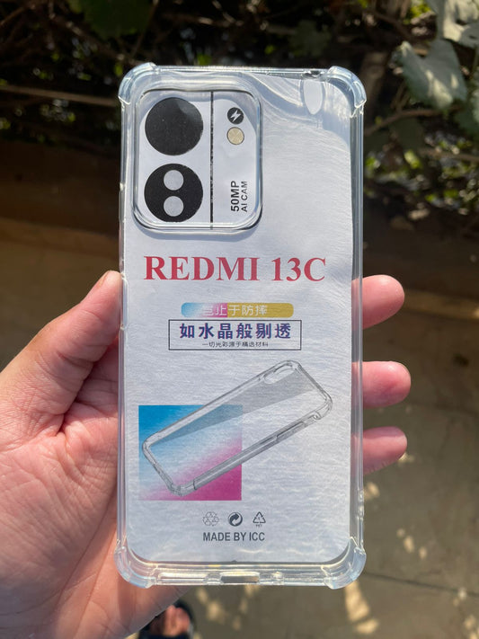 Soft Silicone Transparent TPU Case for Redmi 13C – Clear Slim Shockproof Protective Cover