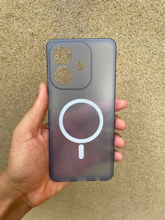 Soft Silicone Matte Blue MagSafe Case for OPPO A3x – Slim Shockproof Back Cover | Magnetic Ring Protective Case