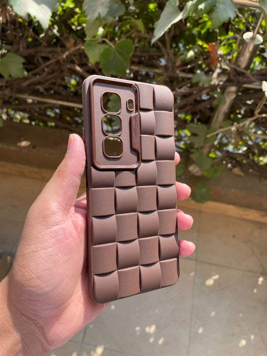 Silicone Box Puffer Brown Case for Infinix Hot 50 Pro – Shockproof Soft Back Cover | Stylish Protective Mobile Case