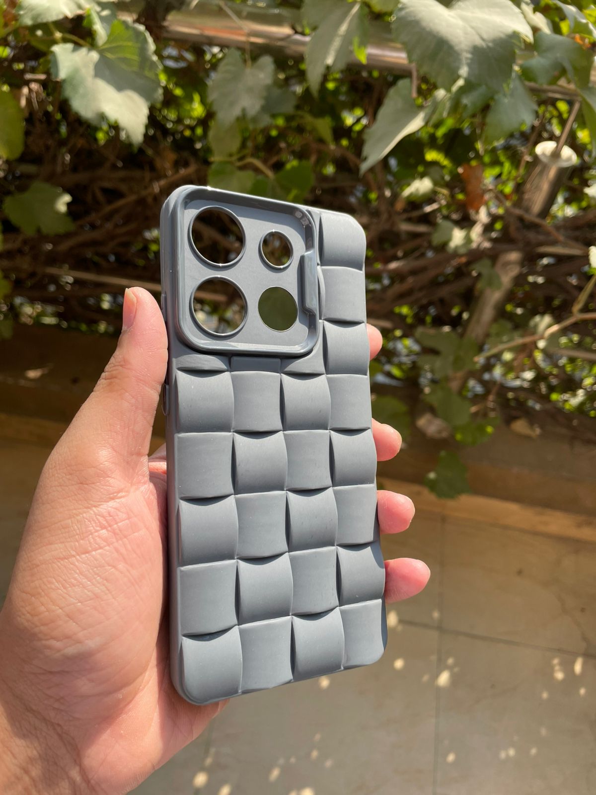 Silicone Grey Puffer Box Design Case for Infinix Smart 7 – Shockproof Soft Back Cover | Stylish Protective Mobile Case