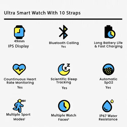 10 in 1 Ultra Smart Watch with 10 straps