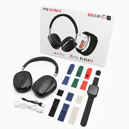Ultra 2 Smart Watch 7 in 1 with P9 Wireless Headphones – Complete Smart Combo Pack